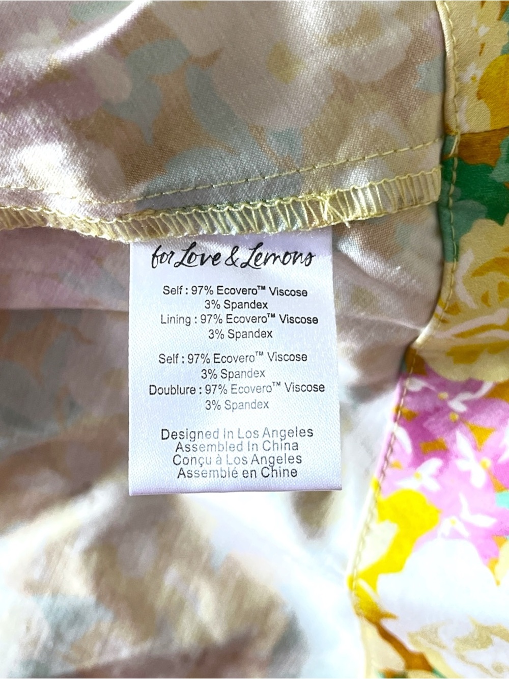 NWT For Love & Lemons Tamra Mini Dress in Yellow Floral Size Medium - Picture 10 of 11